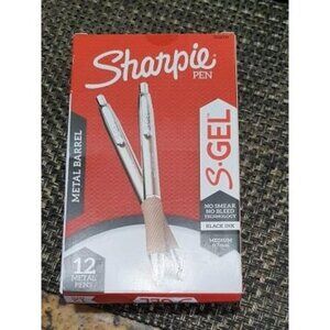 New Gel Pens, Medium Point (0.7mm), Black Ink, 12 Count with Sleek Champange